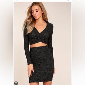 Lulu's Dark Gray Heather Arabesque Two-Piece Dress